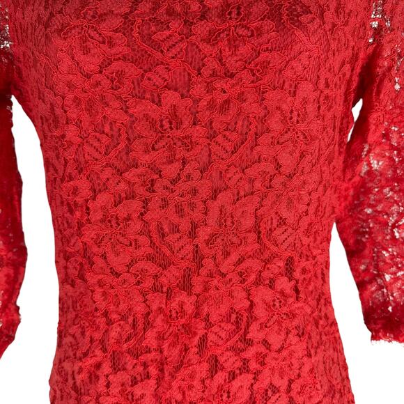 Diane Von Furstenberg Zarita Lace Dress Short Red  3/4 Sleeve size 6 - Picture 6 of 10